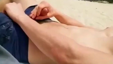 A beach jerk off