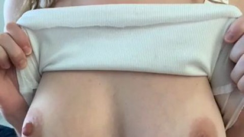 Fiancé flashing her perfect natural tits