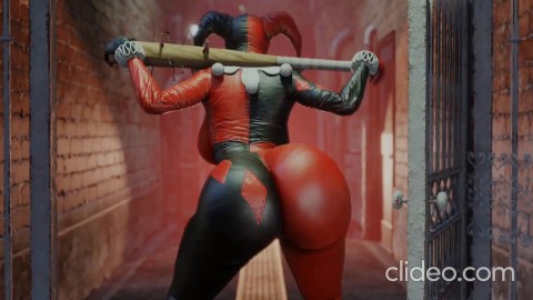 Harley Quinn shaking her bubble booty