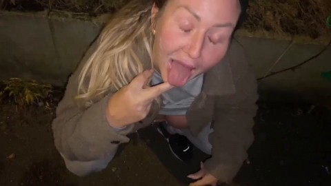 Offered a drink on the street to take a cum shot