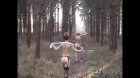 Sara and Jade strip in the woods