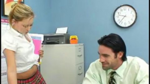 The new teacher gets a blonde cutie as his welcome gift