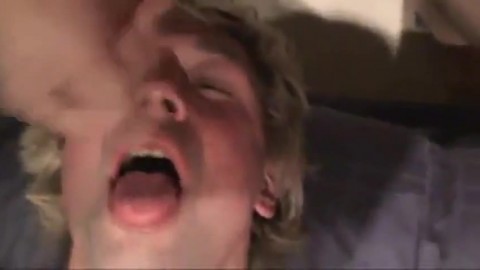 Fucking the twink's mouth and cumming on his face