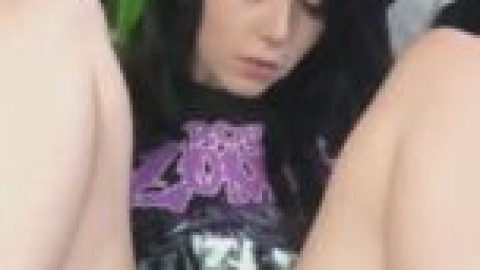 Goth girl masturbating in rob zombie tee