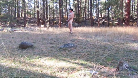 Naked walk in the field.